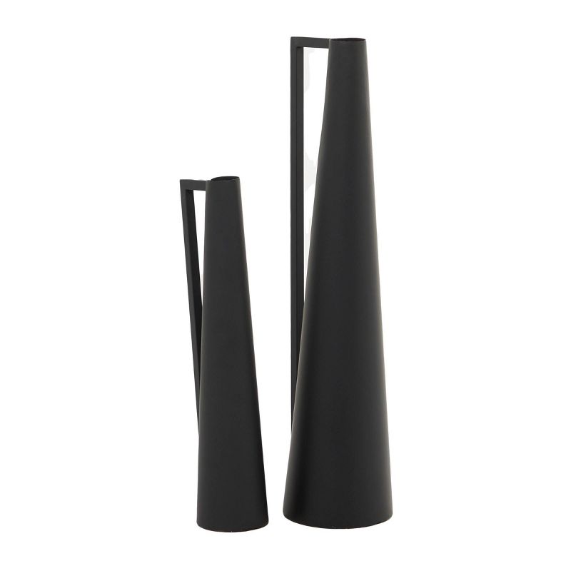 Set of 2 Metal Slim Vase with Handles Black &#8211; CosmoLiving by Cosmopolitan, 2 of 7