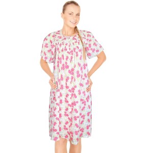 JEFFRICO House Dresses for Women with Pockets - Lightweight Breathable Short Sleeve Muumuu & Nightgowns - Snap Front Housecoat and Dusters - 1 of 4