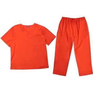 Tropi Mens Scrub Sets - Four Pocket Medical Scrubs Uniform (V-Neck with Cargo Pant) - 1 of 3