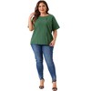 Agnes Orinda Women's Plus Size Lightweight Soft Short Sleeve Round Neck Cotton Linen Casual T-Shirts - 3 of 4