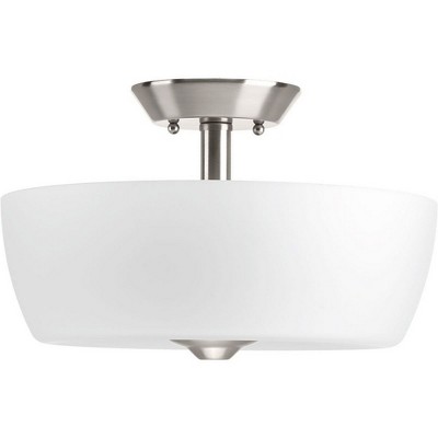 Leap 20" Brushed Nickel Semi-Flush Mount with Etched Glass Shade