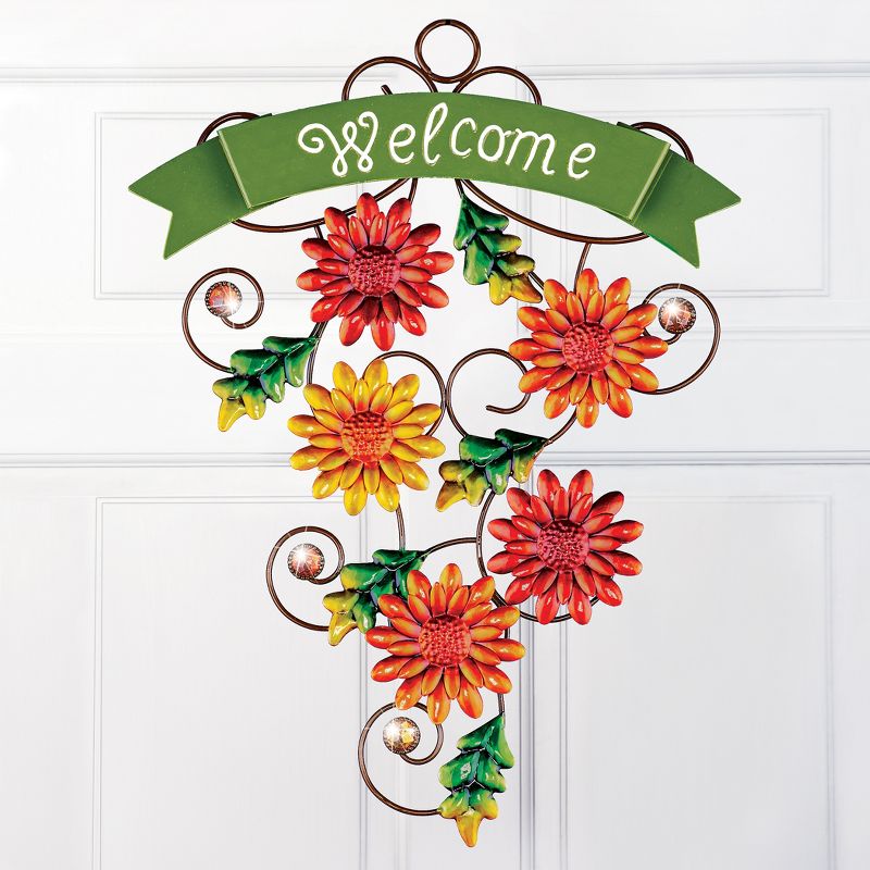 Collections Etc Hand-Painted Fall Mums Welcome Door Décor 13.25" x 1.5" x 17.5", 2 of 3