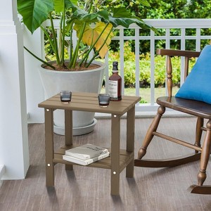 Tree City Double Outdoor Side Table, 2-Tier Weather-Resistant Patio End Table for Backyard, Porch & Pool, Durable HDPE Small Table - 1 of 4