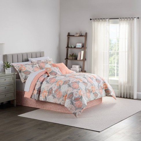 Traditions By Waverly 6pc King Quilt Set Coral Orange: Polyester ...