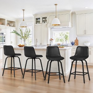 Arceso Upgrade Enlarged Seat Swivel Bar Stools Set of 2, 26 Inch Counter Height Bar Stools, Thickened Faux Leather Barstools with Backs - 1 of 4