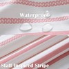 Pink and White Striped Waterproof Shower Curtain Set, 70x72 Inches, Modern Farmhouse Style, 12 Hooks, Machine Washable - 2 of 4