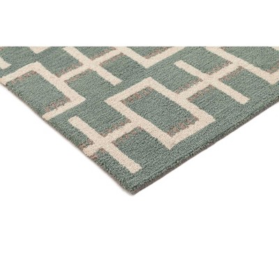 Hand-Tufted Green Wool Rectangular Area Rug 3' x 5'
