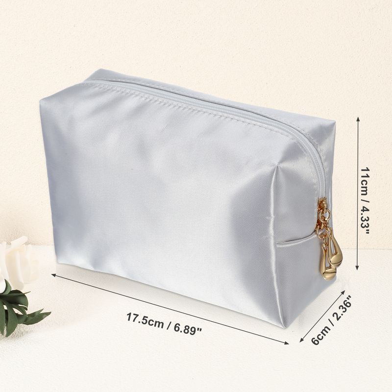 Unique Bargains Nylon Portable Travel Cosmetic Bag White 6.89"x2.36"x4.33" 1 Pc, 4 of 7