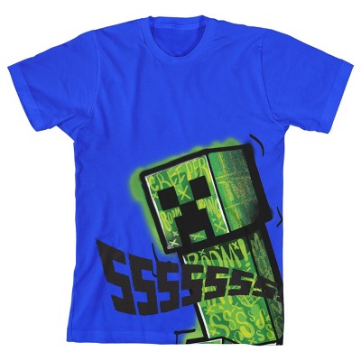 Minecraft Creeper Ssssssss Youth Boy’s Royal Blue T-Shirt