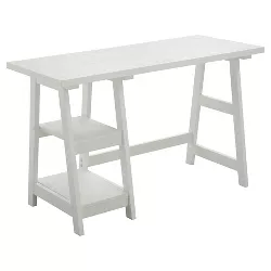 Designs2Go Trestle Desk with Shelves White - Breighton Home