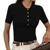 Women's Collared Short Sleeve Button Ribbed Knit Polo Top - 3 of 4