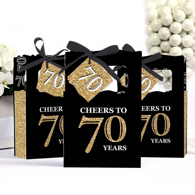 Big Dot of Happiness Adult 70th Birthday - Gold - Birthday Party Favor Boxes - Set of 12, 3 of 6