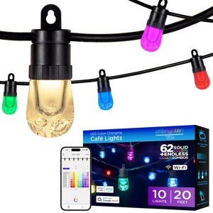 Enbrighten 10 Bulb LED Wi-Fi Color Changing Outdoor Cafe String Lights Black - 1 of 4