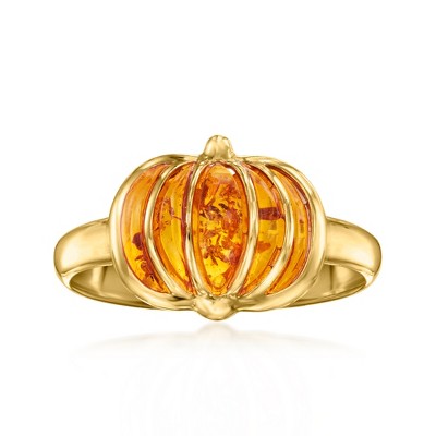Ross-Simons Amber Pumpkin Ring in 18kt Gold Over Sterling