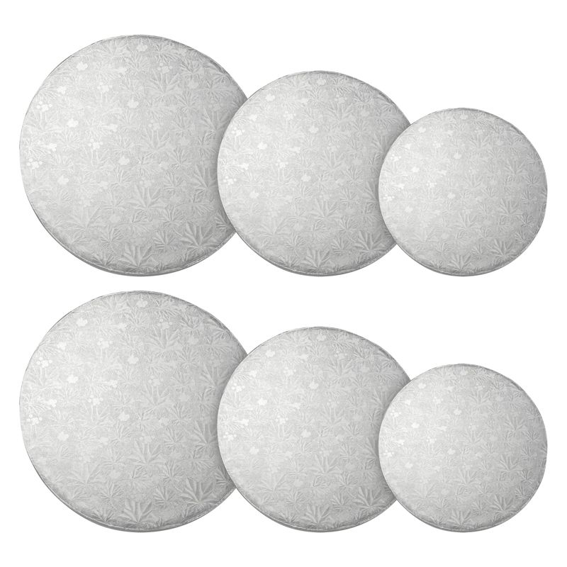 Juvale Set of 6 Silver Cake Drums, 8, 10 and 12 Inch Round Boards for Baking (2 of Each Size), 1 of 9