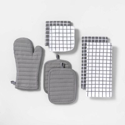 7pc Cotton Kitchen Textile Set Gray - Room Essentials&#8482;