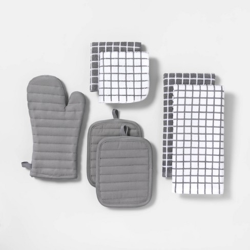 7pc Cotton Kitchen Textile Set Gray - Room Essentials™ : Target