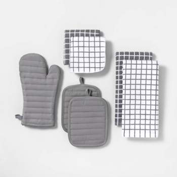7pc Cotton Kitchen Textile Set Gray - Room Essentials™
