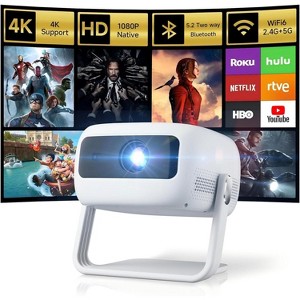 Paaaawaters [360°Adjustable Stand] Mini Projector with WiFi and Bluetooth: Electric Focus & Auto Keystone 1080p Supported, 15000L - 1 of 4