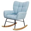 Modern Teddy Fabric Rocking Accent Chair with Solid Wood Base & Metal Frame, Upholstered Lounge Chair with Ergonomic Back & Armrests - 3 of 4