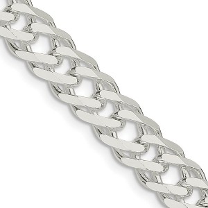 Black Bow Jewelry 7.75mm Sterling Silver Diamond Cut Rambo Flat Curb Chain Bracelet - 1 of 4