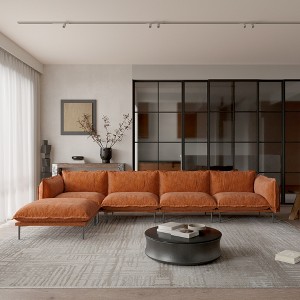 WJShome 147" Modern L-Shaped Couch for Living Room,Velvet Modular Sectional Sofa with Chaise - 1 of 4