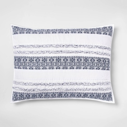 Standard Chenille Stripe Pillow Sham White Opalhouse Target