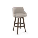 Nolan Swivel Counter Height Barstool Cream Faux Leather/Brown Wood - Amisco