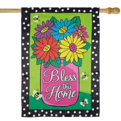 Green Polyester Seasonal House Flag with Floral Design, 28" x 40"