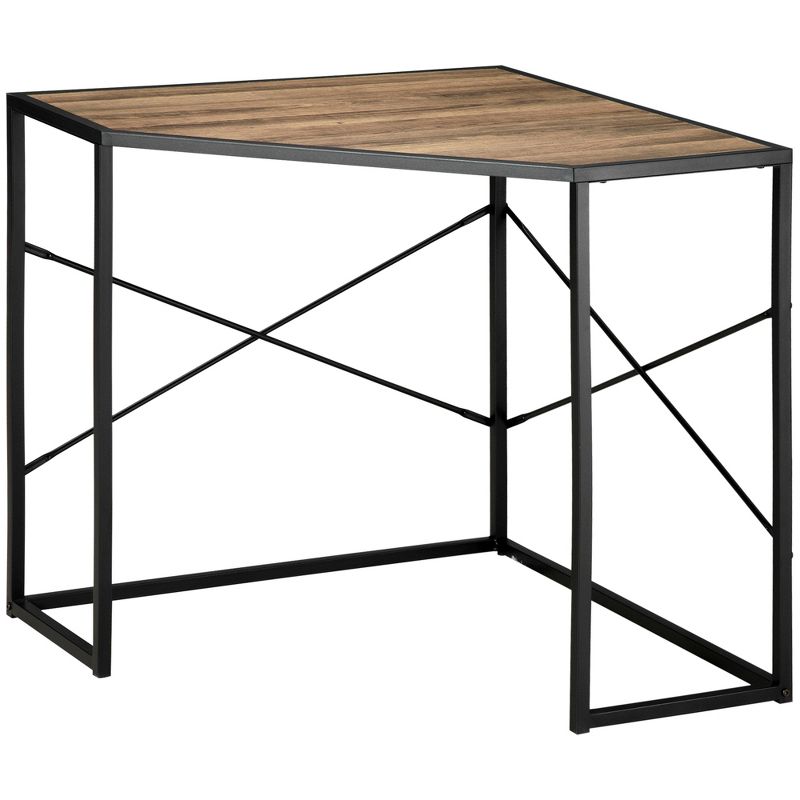 HOMCOM Corner Computer Desk with Steel Frame for Small Spaces, Writing Desk for Workstation, 4 of 7