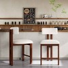 26.5 Inch Dining Chairs with Low Back, Round Bar Stool for Kitchen, Upholstered Fabric Seat with Metal Frame and Foam Padding-Coolbibila - 2 of 4