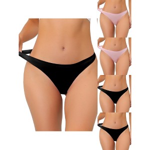 Allegra K Women's Unlined Satin Invisible Bikini Comfortable 5 Packs Thongs - 1 of 4