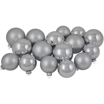 Northlight 72ct Silver Shiny and Matte Christmas Glass Ball Ornaments 4" (100mm)