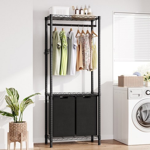 5-Tier Wood Over The Washer and Dryer Storage Shelf- Laundry Room  Organization Space Saving Laundry Drying Clothes Racks Heavy Duty  Adjustable Height