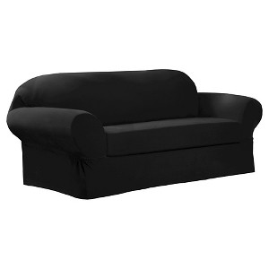 Black Collin Stretch Sofa Slipcover (2 Piece) - Maytex