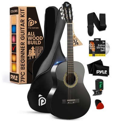 Pyle Semi Hollow Body Electric Guitar Set - Black Gloss
