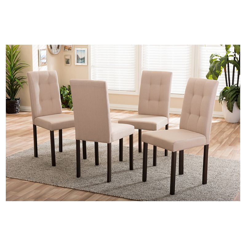 Set of 4 Andrew Modern and Contemporary Fabric Upholstered Grid-tufting Dining Chair, 3 of 6