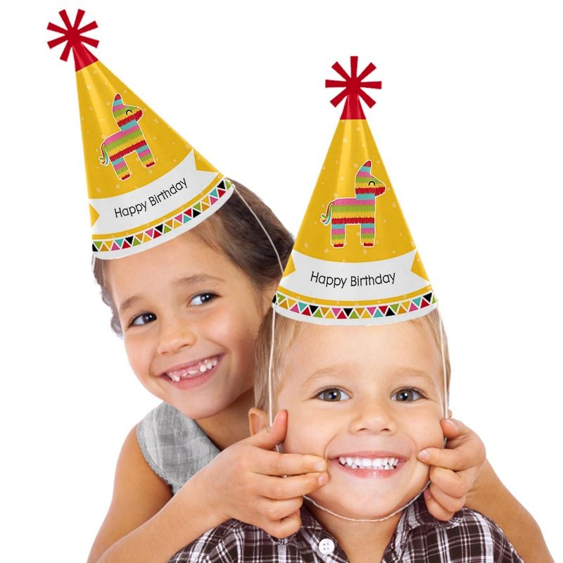 Big Dot of Happiness Let's Fiesta - Cone Fiesta Happy Birthday Party Hats for Kids and Adults - Set of 8 (Standard Size), 2 of 8