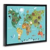 Stupell Industries Country Animals World Map Continents Wildlife Diagram Floating Frame Canvas Art, Black, 31" x 25" - 2 of 4