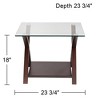Elm Lane Ashton Modern Espresso Wood Square Accent Side End Table 23 3/4" Wide with Shelf Brown Clear Glass Tabletop for Living Room Bedroom Entryway - 4 of 4