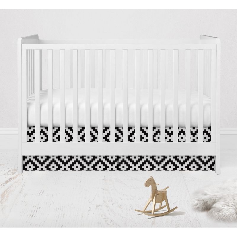 Bacati - Love Black/white Diamond Crib/Toddler Bed Skirt, 1 of 4