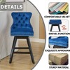 QingMoon Swivel Velvet Bar Stools Set of 2, Modern Counter Height Chairs with Button Tufted Back and Rivet Trim for Kitchen Island, Pub - 3 of 4