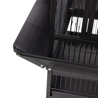 Black Wrought Iron Bird Cage with Play Top and Stand