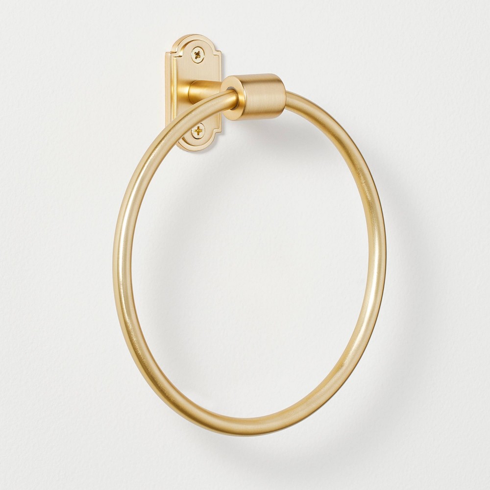 Photos - Towel Holder Classic Metal Towel Ring Brass Finish - Hearth & Hand™ with Magnolia