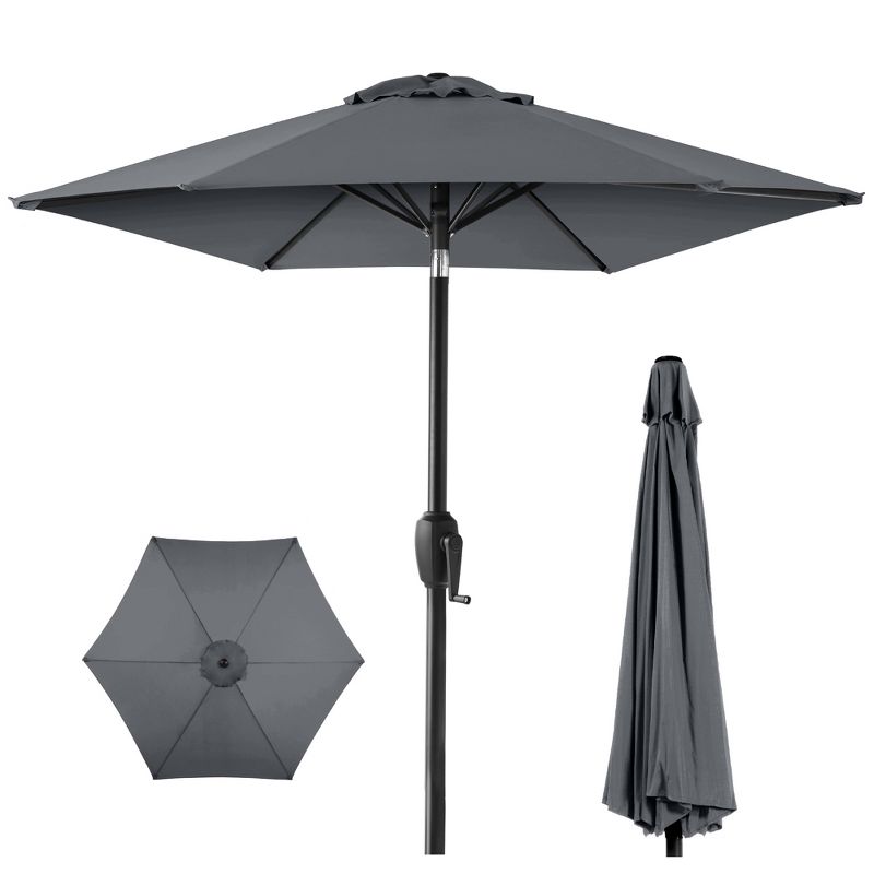 Best Choice Products 7.5ft Heavy-Duty Outdoor Market Patio Umbrella w/ Push Button Tilt, Easy Crank, 1 of 9