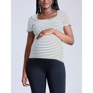 Women's Square Neck Rib Knit Short Sleeve Top | Motherhood Maternity - 1 of 4