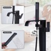 WOWOW Waterfall Single-Handle Freestanding Tub Faucet with Handshower, Brass Floor Mounted Tub Filler Faucet in Brushed Nickel - 4 of 4