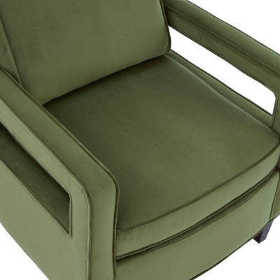 Questa Green Velvet Accent Arm Chair with Wood Legs