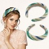 Unique Bargains Women's  Bohemian Style Straw Rattan Sponge Headband Green Orange 2 Pcs - 3 of 4