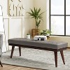 Olga 55.5" Wide Mid-century modern genuine leather Bedroom Bench |ARTFUL LIVING DESIGN - 2 of 4